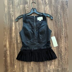 NWT Artelier Nicole Miller Black Sleeveless Peplum Top Small
